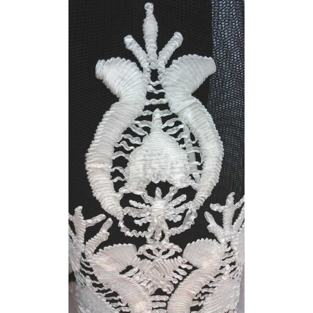 Ina Elastic Waist Soutache White and Black Skirt - Picture 5 of 6